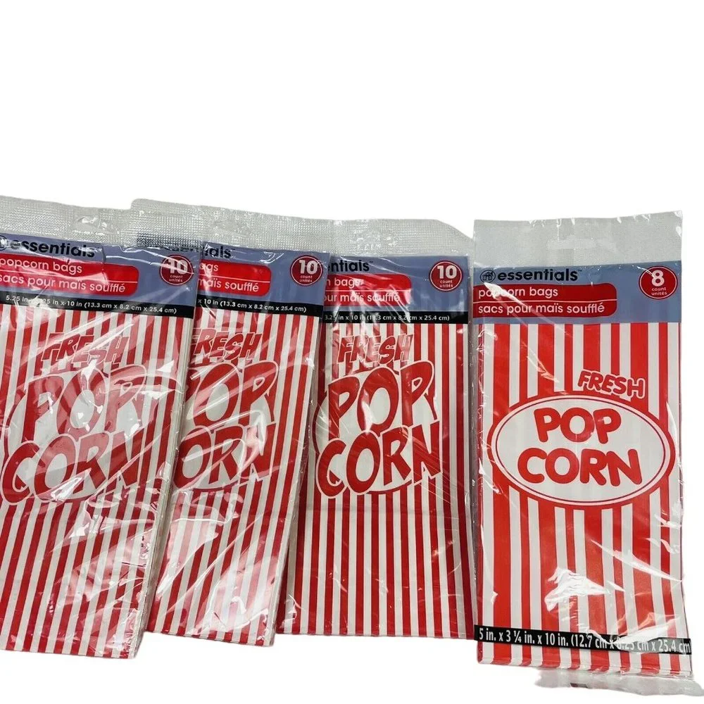 Essentials Paper Popcorn Bags Concessions Parties Movie Night 4 Packs W 38 Total